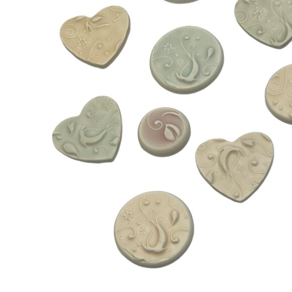 13 Magnets Floral Paisley Handmade Polymer Clay Multicolor Muted Pastel - Picture 5 of 8